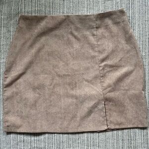 Elegant Tan Brown Corduroy Mini Skirt Size XL